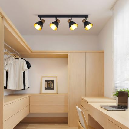 Brilagi - Spotarmatur ODENSE 4xE14/10W/230V gummiträ/svart