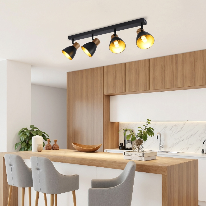 Brilagi - Spotarmatur ODENSE 4xE14/10W/230V gummiträ/svart