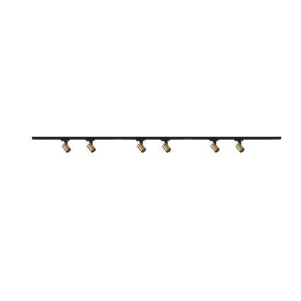 Brilagi - Spotbelysning i skensystem HUSKY 6xGU10/10W/230V svart/guld