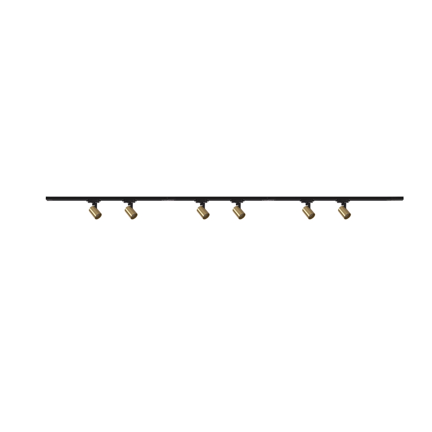 Brilagi - Spotbelysning i skensystem HUSKY 6xGU10/10W/230V svart/guld