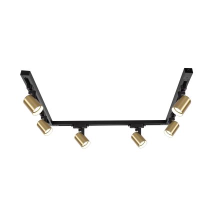 Brilagi - Spotbelysning i skensystem HUSKY 6xGU10/10W/230V svart/guld