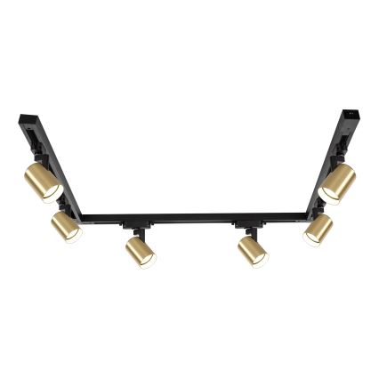 Brilagi - Spotbelysning i skensystem HUSKY 6xGU10/10W/230V svart/guld