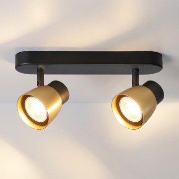 Brilagi - Spotbelysning NUGGET 2xGU10/30W/230V svart/guld