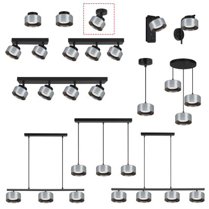 Brilagi - Spotlampa AURA LUX 1xGX53/30W/230V Ø 13 cm svart/rökfärgad