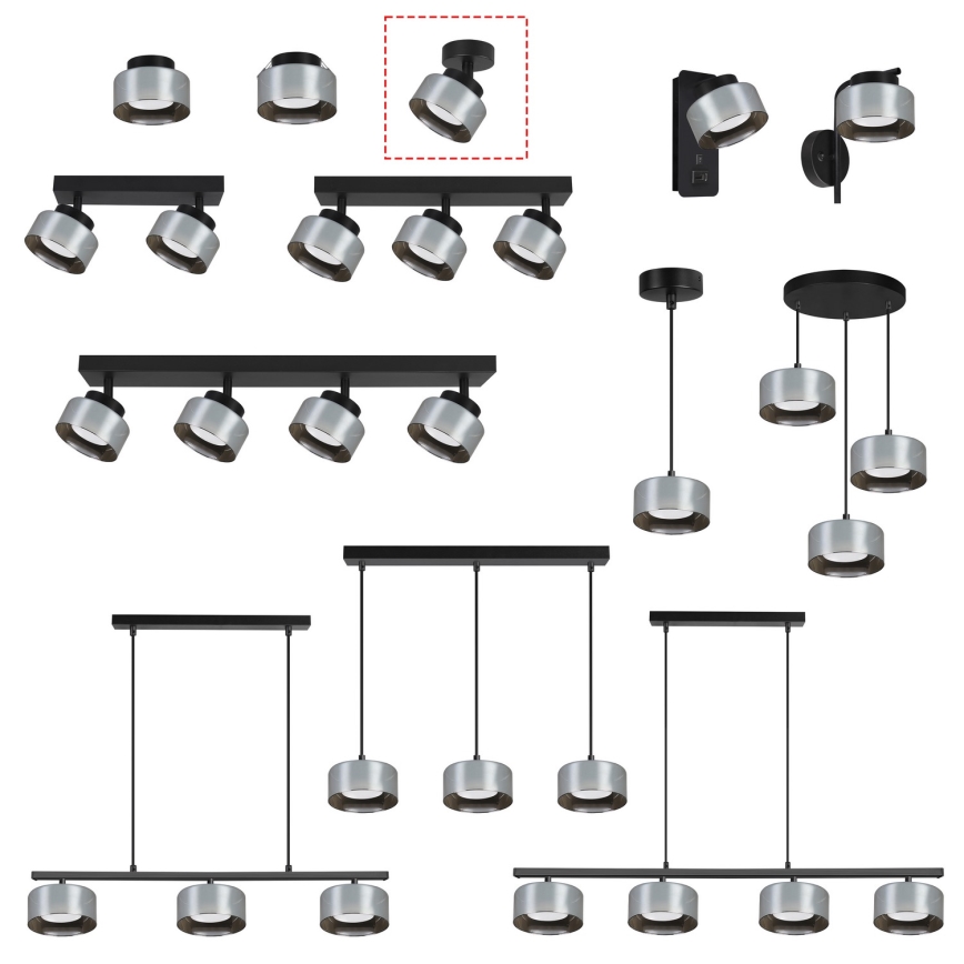Brilagi - Spotlampa AURA LUX 1xGX53/30W/230V Ø 13 cm svart/rökfärgad