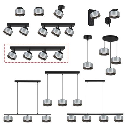 Brilagi - Spotlampa AURA LUX 4xGX53/30W/230V svart/rökfärgad
