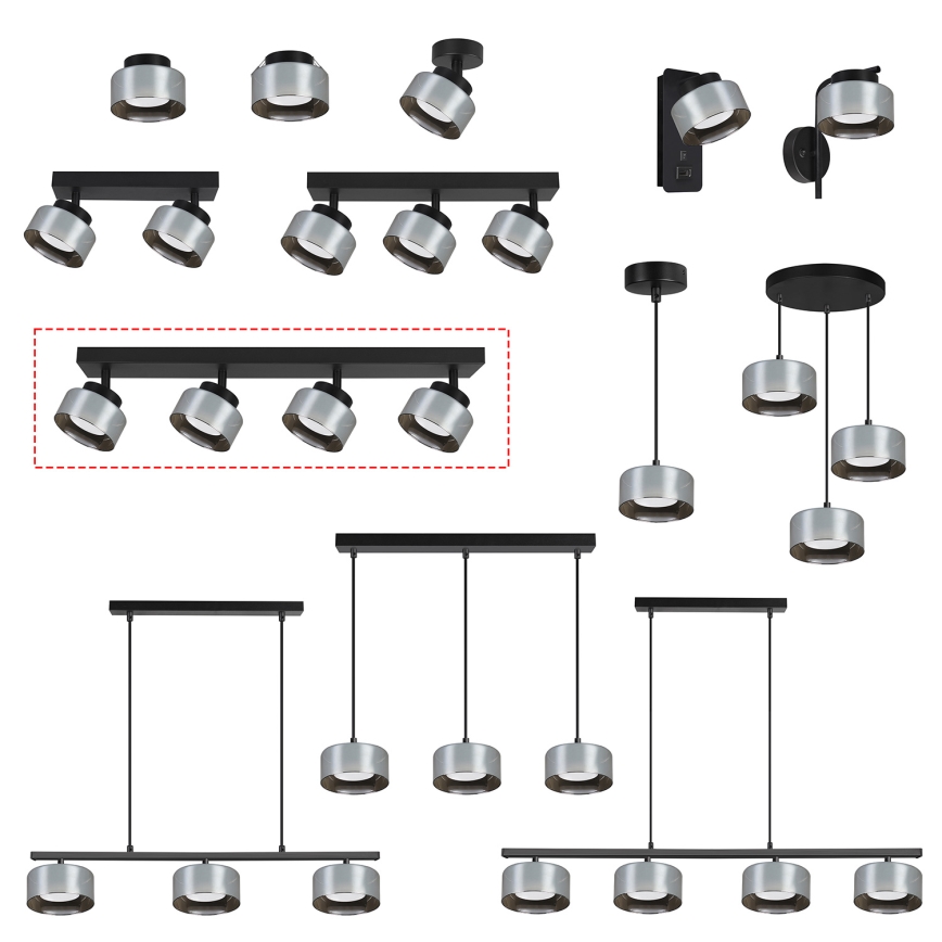 Brilagi - Spotlampa AURA LUX 4xGX53/30W/230V svart/rökfärgad