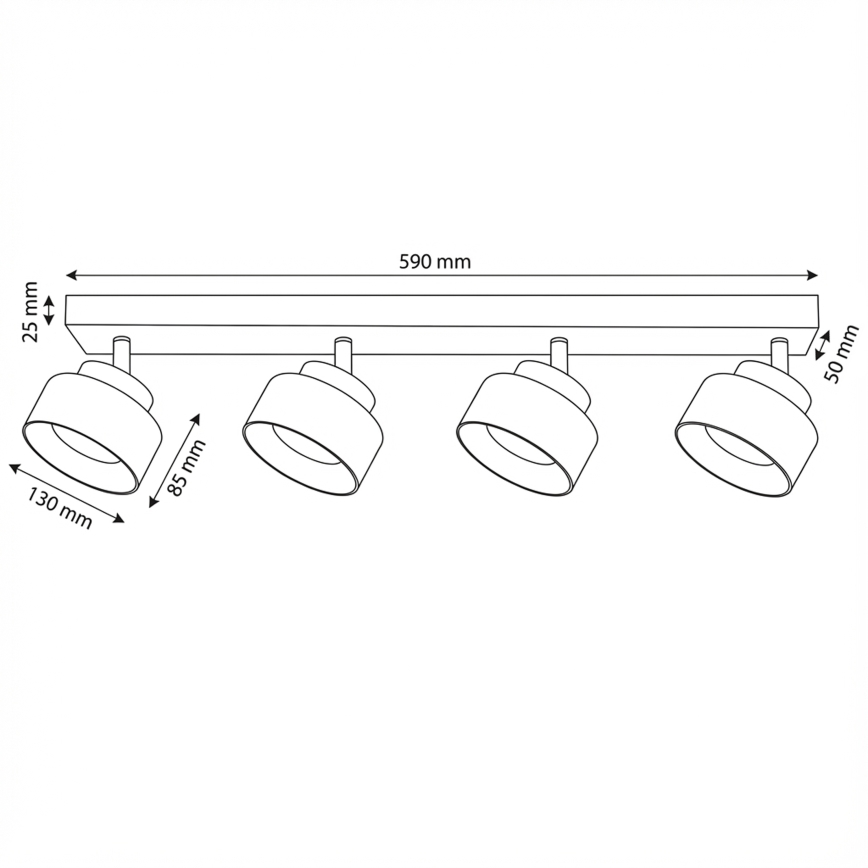 Brilagi - Spotlampa AURA LUX 4xGX53/30W/230V svart/rökfärgad