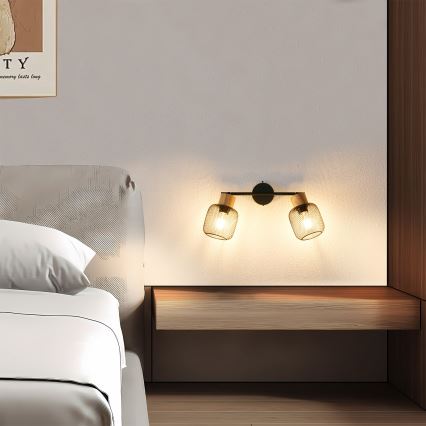 Brilagi - Spotlampa BASKLITE 2xE27/15W/230V trä/svart