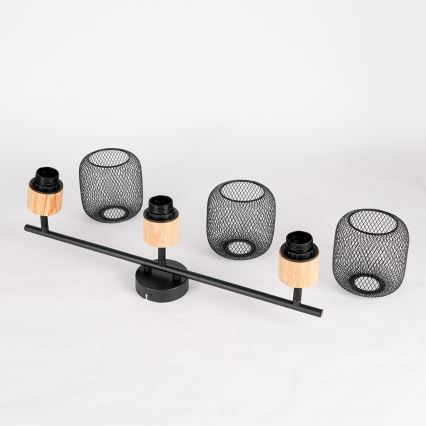 Brilagi - Spotlampa BASKLITE 3xE27/15W/230V trä/svart