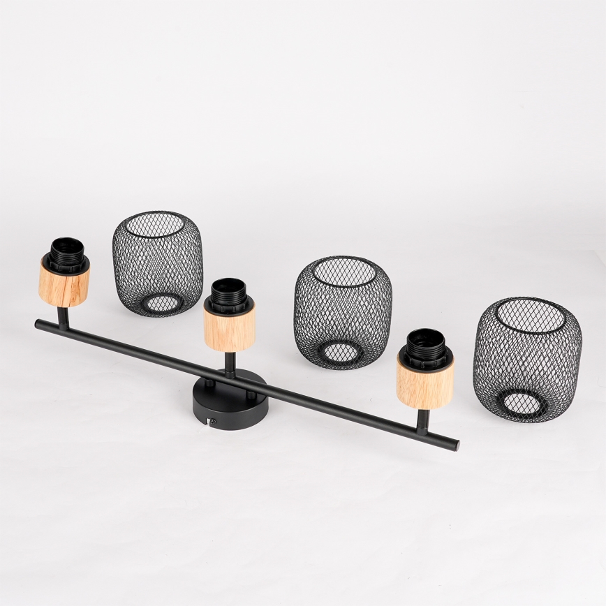 Brilagi - Spotlampa BASKLITE 3xE27/15W/230V trä/svart