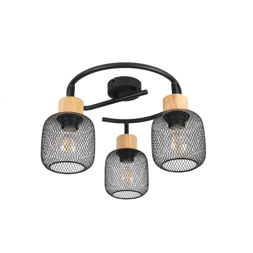 Brilagi - Spotlampa BASKLITE 3xE27/15W/230V trä/svart