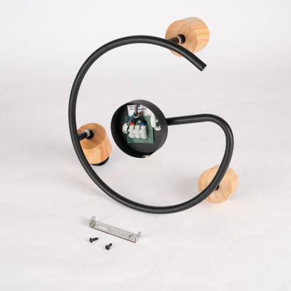 Brilagi - Spotlampa BASKLITE 3xE27/15W/230V trä/svart