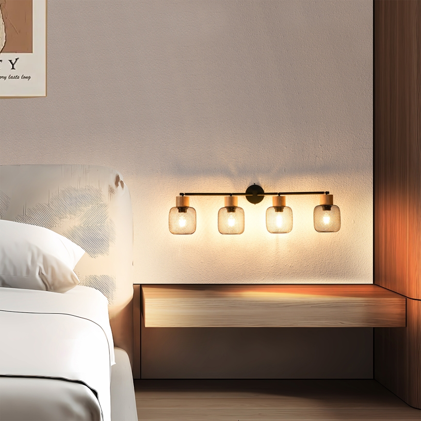 Brilagi - Spotlampa BASKLITE 4xE27/15W/230V trä/svart