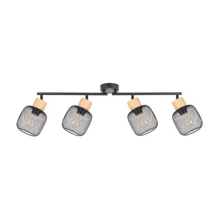 Brilagi - Spotlampa BASKLITE 4xE27/15W/230V trä/svart