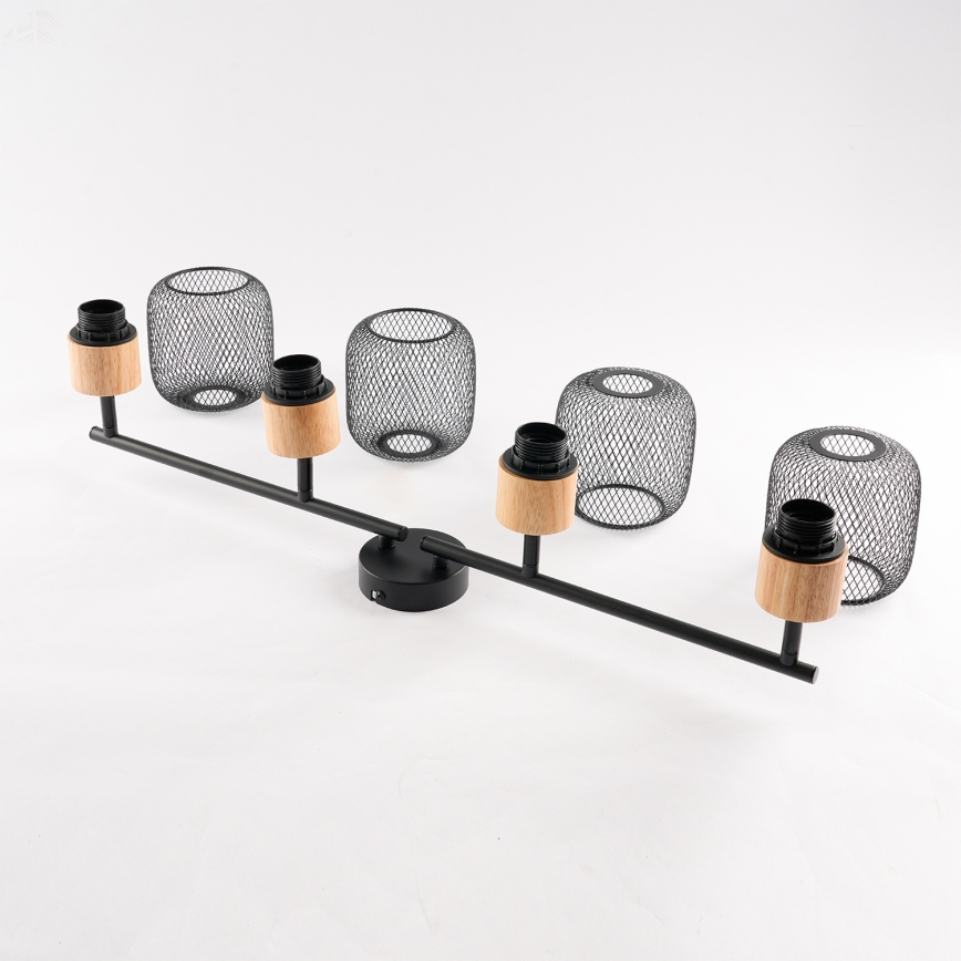 Brilagi - Spotlampa BASKLITE 4xE27/15W/230V trä/svart