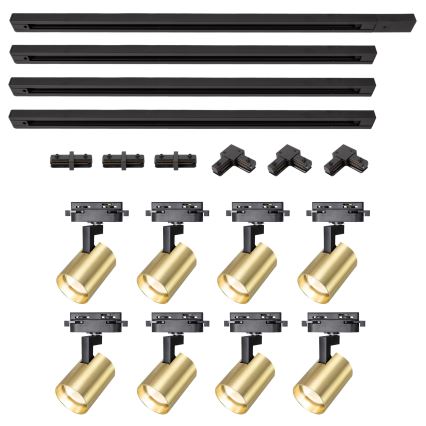Brilagi - Spotlampa för skensystem HUSKY 8xGU10/10W/230V svart/guld