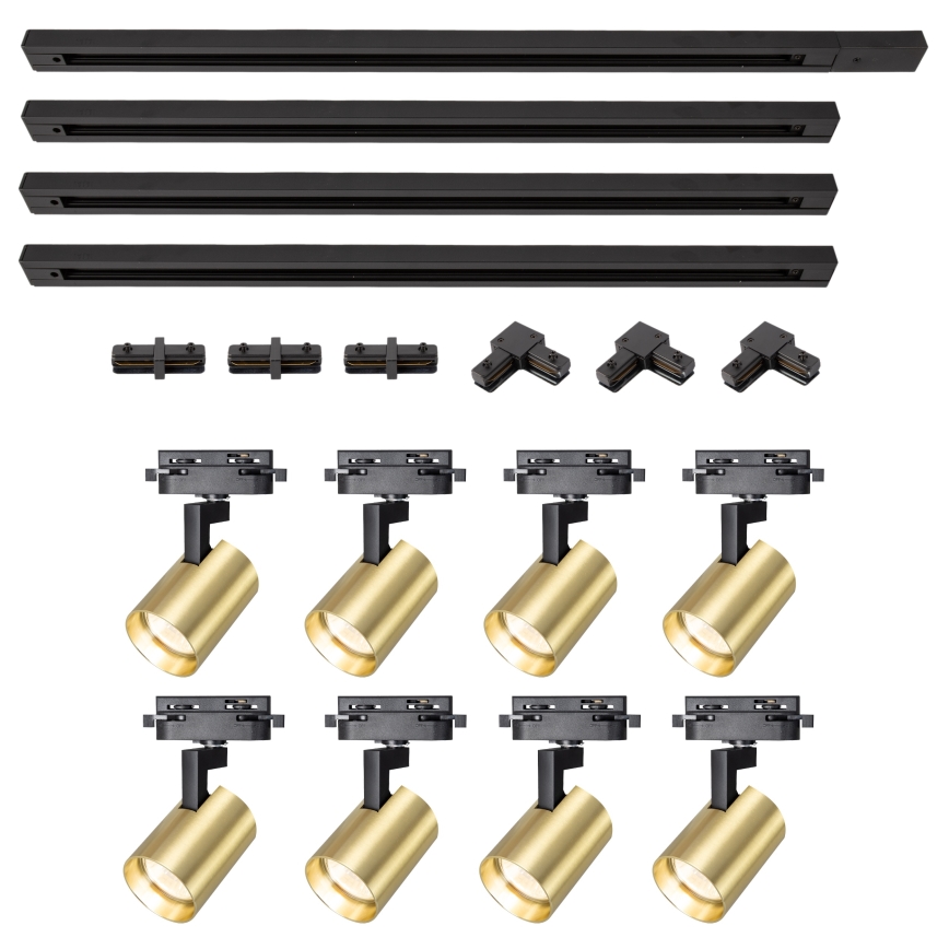 Brilagi - Spotlampa för skensystem HUSKY 8xGU10/10W/230V svart/guld