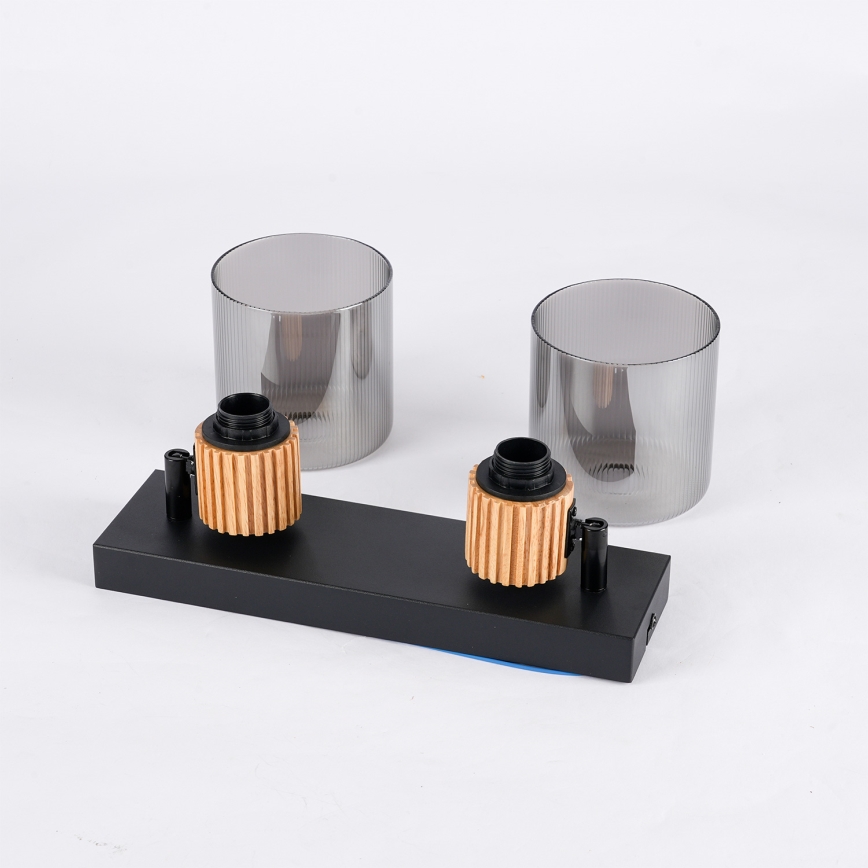 Brilagi - Spotlampa HYGGE 2xE14/15W/230V svart/rökfärgad