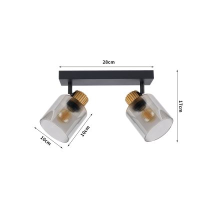 Brilagi - Spotlampa HYGGE 2xE14/15W/230V svart/rökt glas