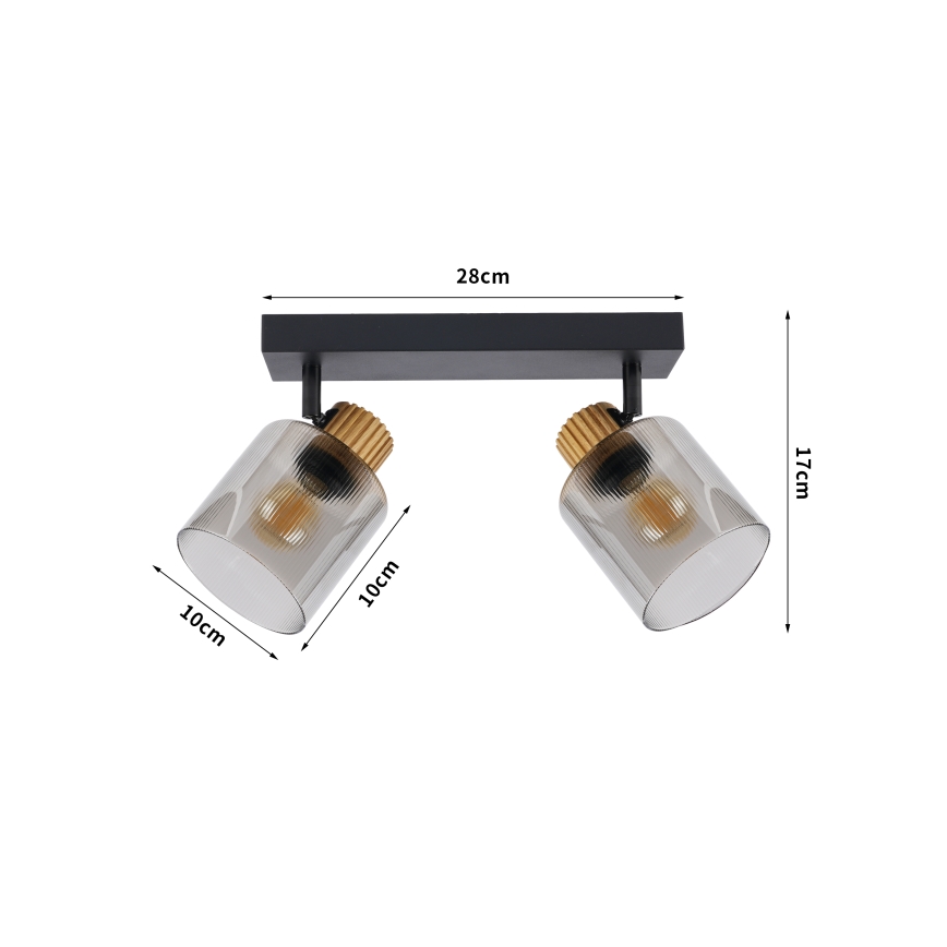 Brilagi - Spotlampa HYGGE 2xE14/15W/230V svart/rökt glas
