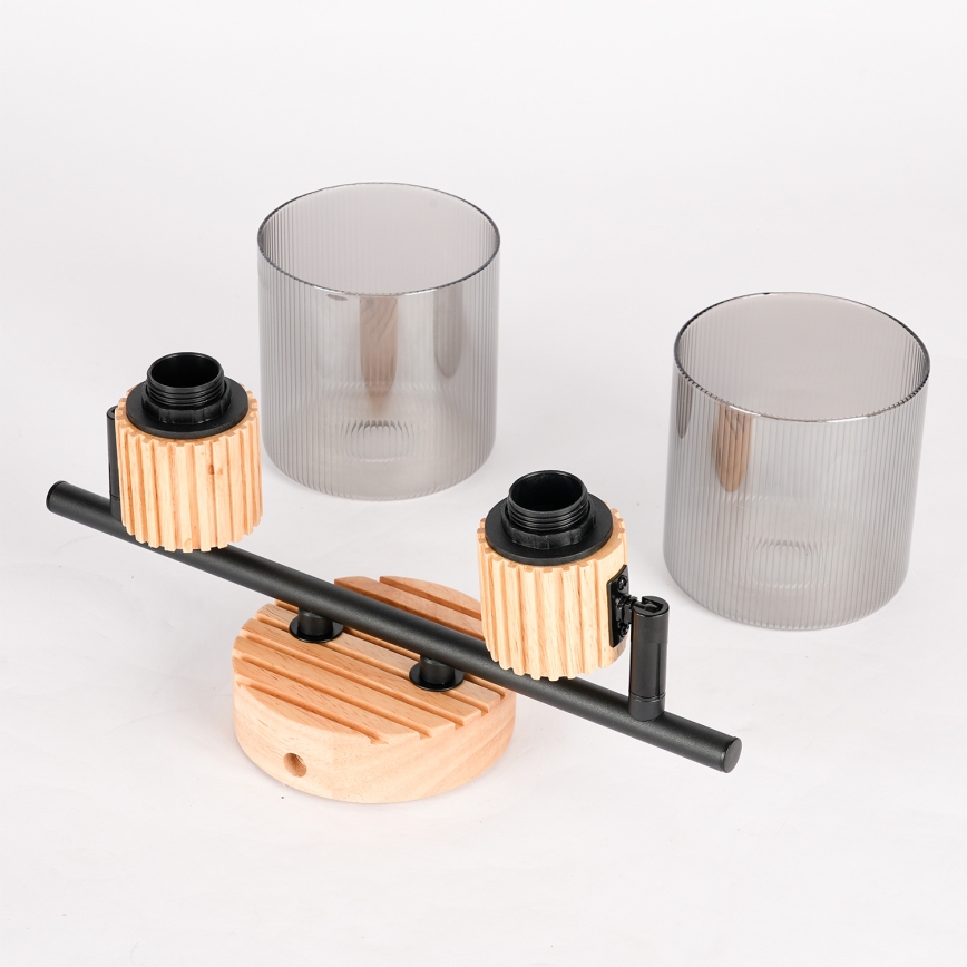 Brilagi - Spotlampa HYGGE 2xE14/15W/230V trä/röktonad