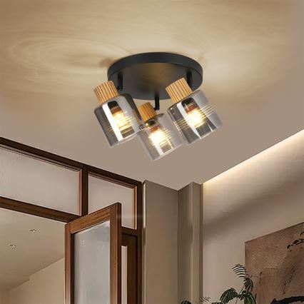 Brilagi - Spotlampa HYGGE 3xE14/15W/230V svart/rökfärgad