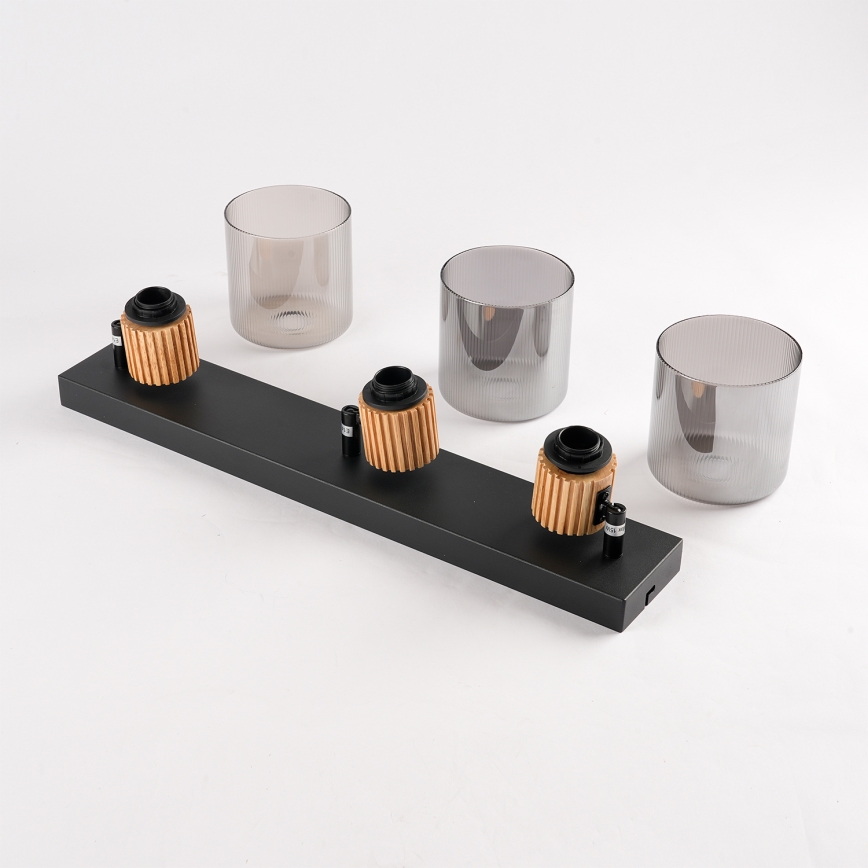 Brilagi - Spotlampa HYGGE 3xE14/15W/230V svart/rökfärgad