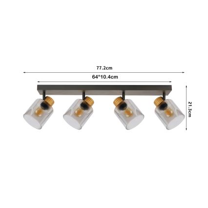 Brilagi - Spotlampa HYGGE 3xE14/15W/230V svart/rökfärgad