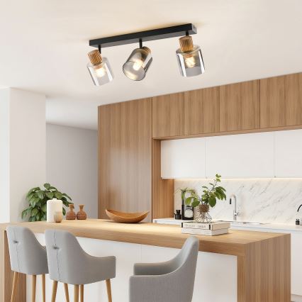 Brilagi - Spotlampa HYGGE 3xE14/15W/230V svart/röktonad