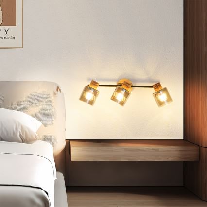 Brilagi - Spotlampa HYGGE 3xE14/15W/230V trä/rökfärgad