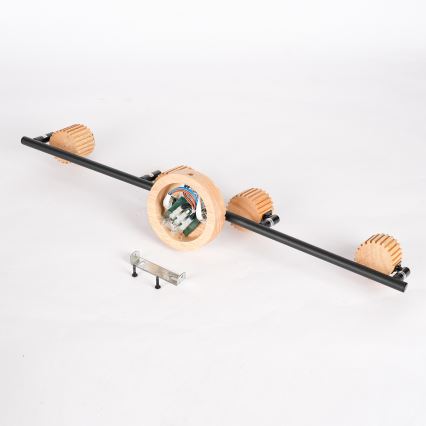 Brilagi - Spotlampa HYGGE 4xE14/15W/230V trä/rökfärgad