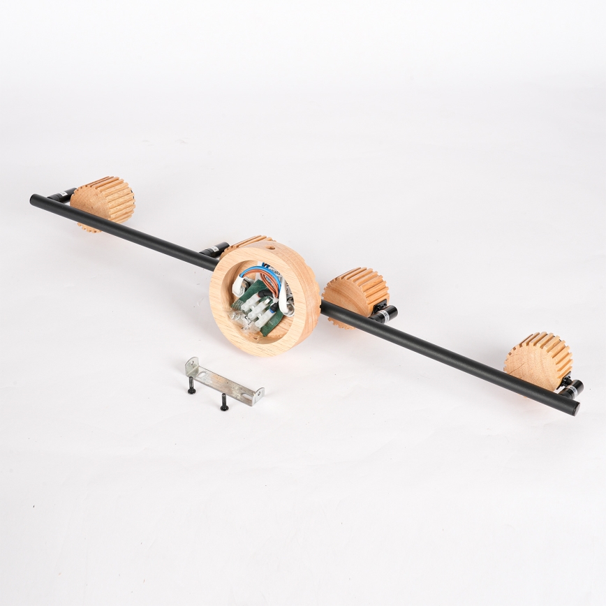 Brilagi - Spotlampa HYGGE 4xE14/15W/230V trä/rökfärgad