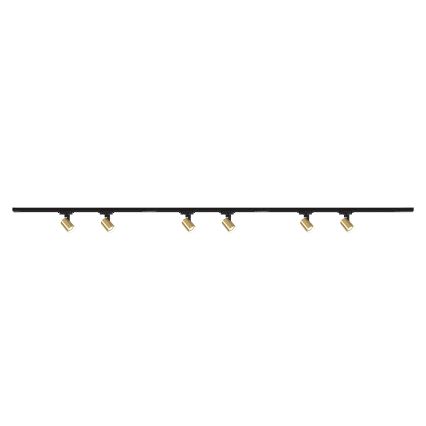 Brilagi - Spotlampa i skensystemet HUSKY 6xGU10/10W/230V svart/guld