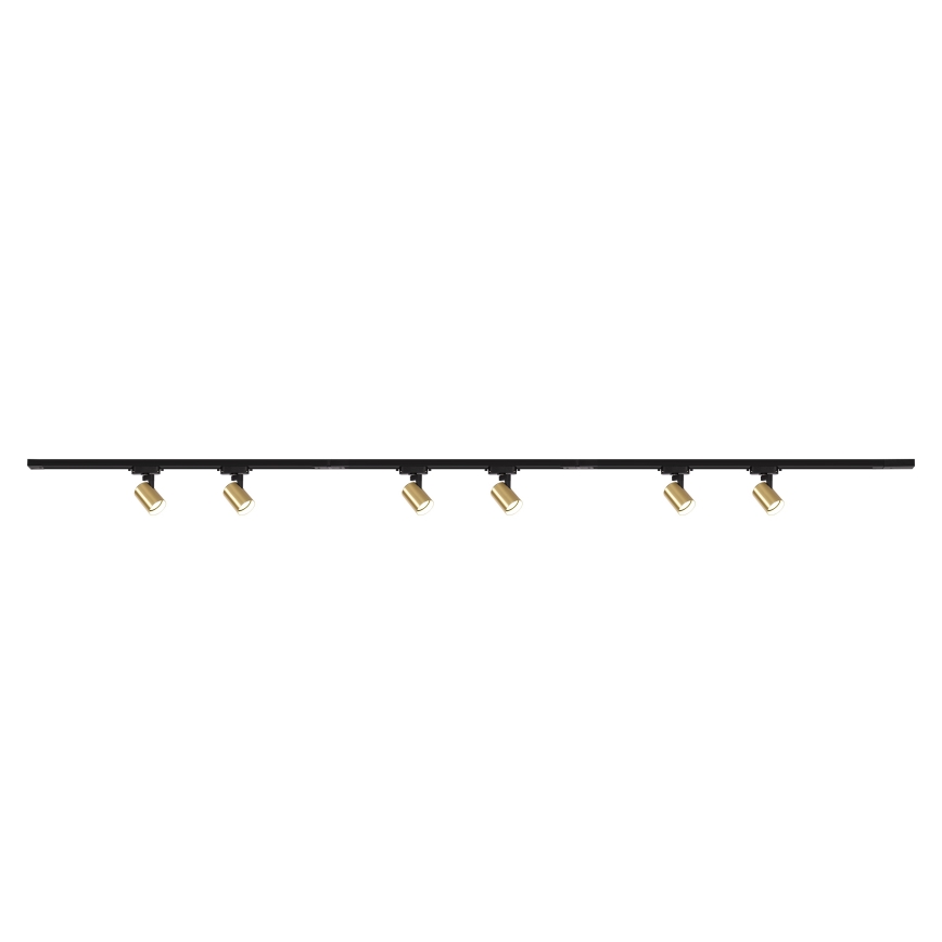 Brilagi - Spotlampa i skensystemet HUSKY 6xGU10/10W/230V svart/guld