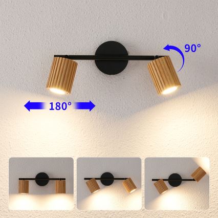 Brilagi - Spotlampa MODERN WOOD 2xGU10/8W/230V trä/svart
