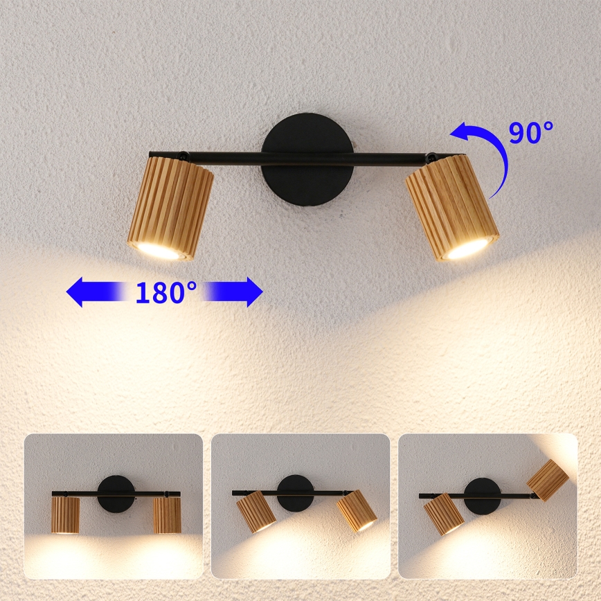 Brilagi - Spotlampa MODERN WOOD 2xGU10/8W/230V trä/svart