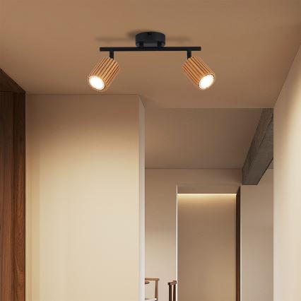 Brilagi - Spotlampa MODERN WOOD 2xGU10/8W/230V trä/svart