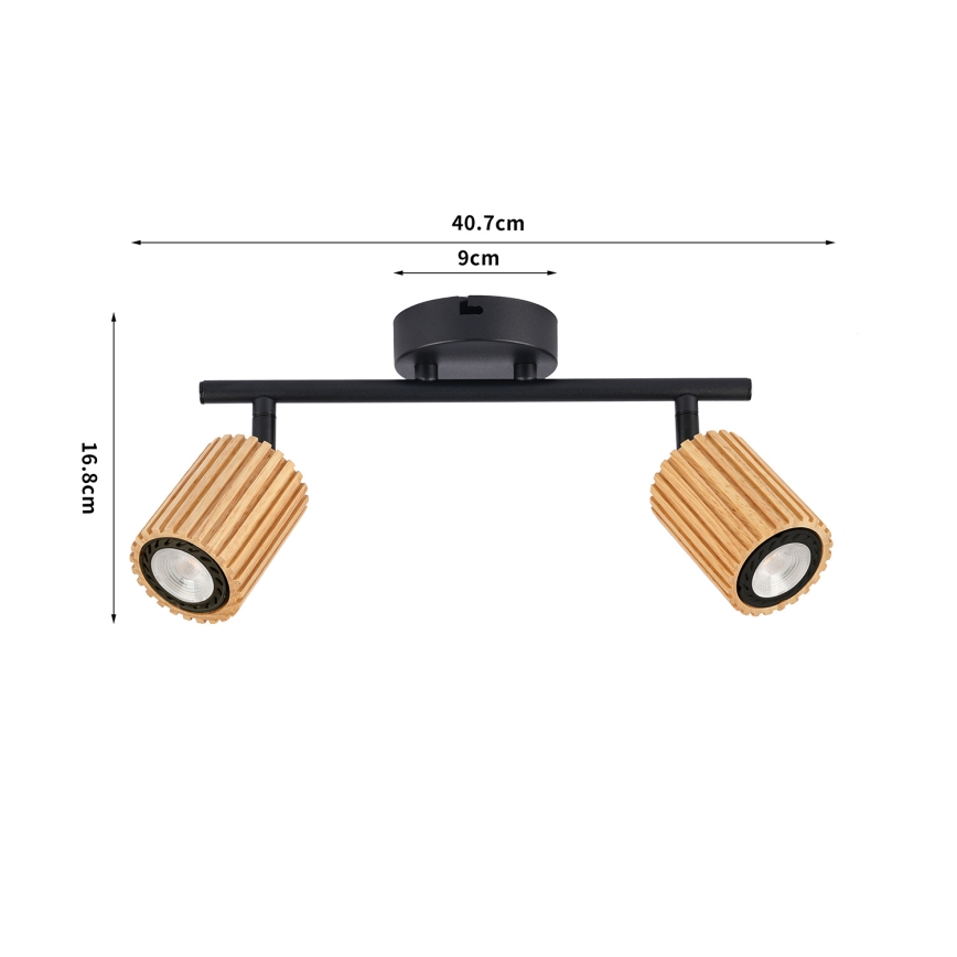 Brilagi - Spotlampa MODERN WOOD 2xGU10/8W/230V trä/svart