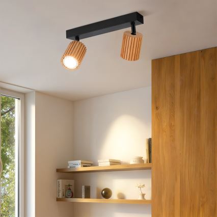 Brilagi - Spotlampa MODERN WOOD 2xGU10/8W/230V trä/svart
