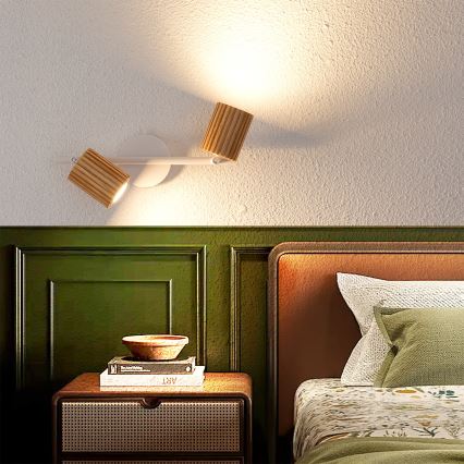 Brilagi - Spotlampa MODERN WOOD 2xGU10/8W/230V trä/vit