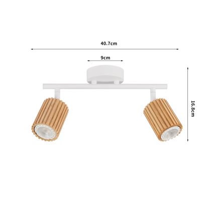 Brilagi - Spotlampa MODERN WOOD 2xGU10/8W/230V trä/vit