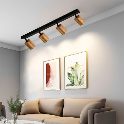 Brilagi - Spotlampa MODERN WOOD 4xGU10/8W/230V trä/svart