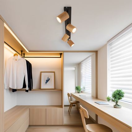 Brilagi - Spotlampa MODERN WOOD 4xGU10/8W/230V trä/svart