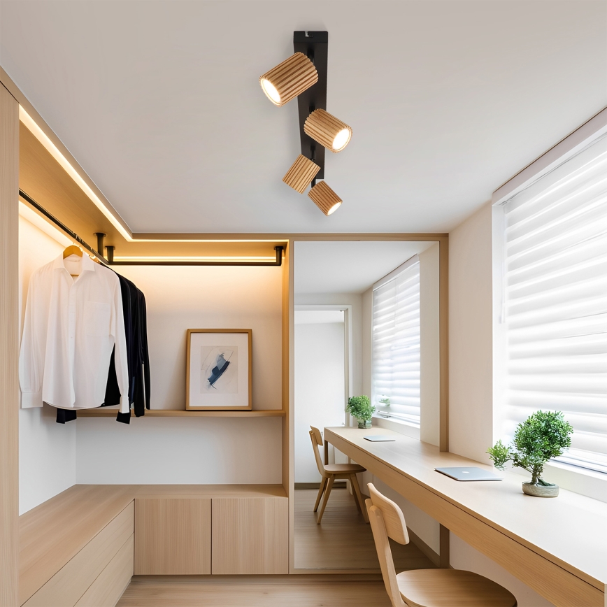 Brilagi - Spotlampa MODERN WOOD 4xGU10/8W/230V trä/svart
