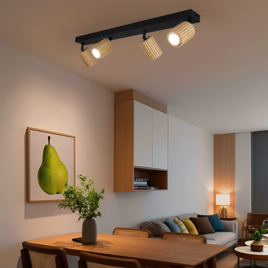Brilagi - Spotlampa MODERN WOOD 4xGU10/8W/230V trä/svart