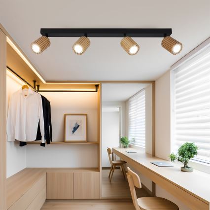 Brilagi - Spotlampa MODERN WOOD 4xGU10/8W/230V trä/svart