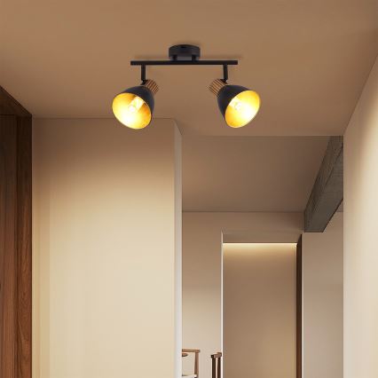 Brilagi - Spotlampa ODENSE 2xE14/10W/230V trä/svart