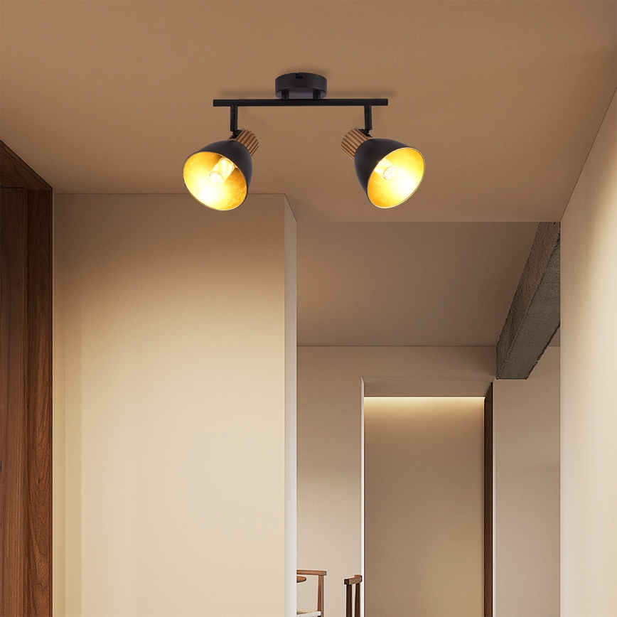 Brilagi - Spotlampa ODENSE 2xE14/10W/230V trä/svart