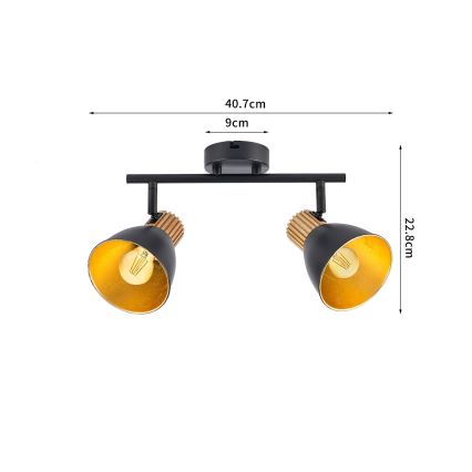 Brilagi - Spotlampa ODENSE 2xE14/10W/230V trä/svart